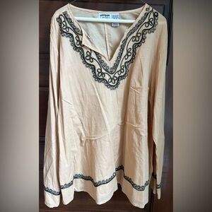 Unique Spectrum Plus Size Tunic with Black and SilverEmbroidery